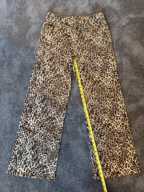 LOFT Leopard Print Wide Leg Jeans in Beige and Brown